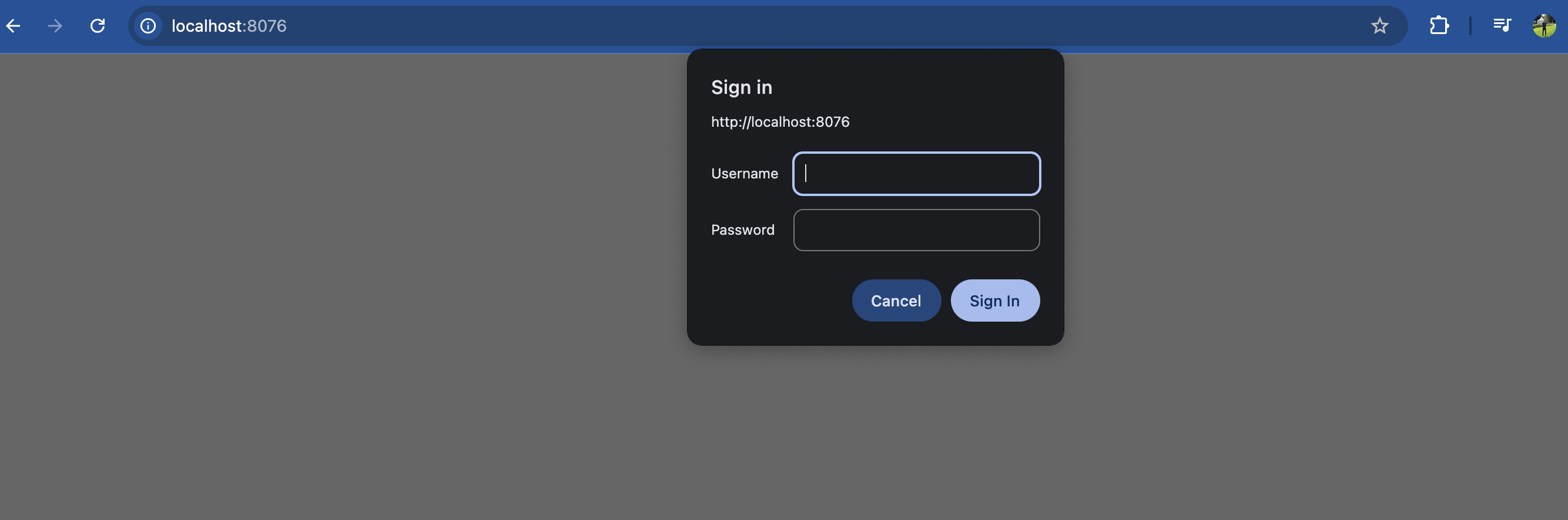 basic-auth username and password prompt