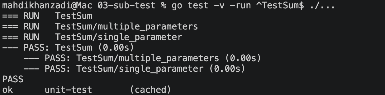 golang sub-testing unit-test